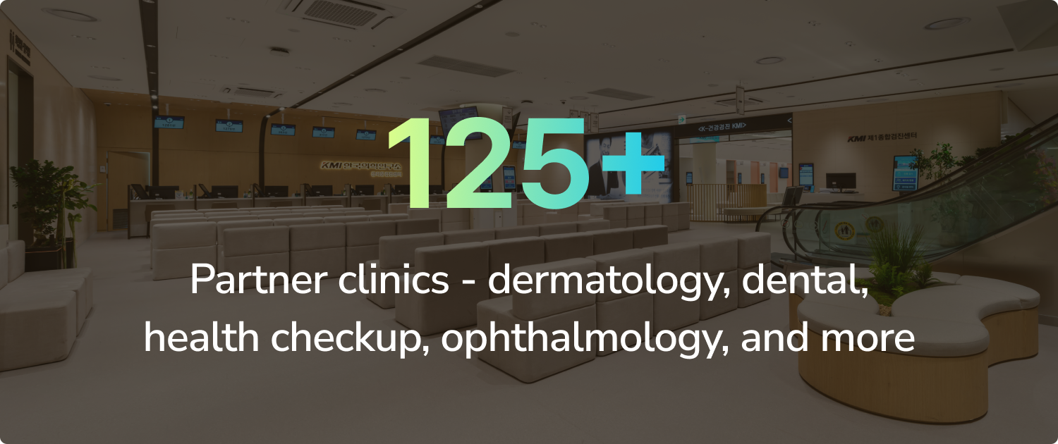 125+ Partner clinics - dermatology, dental, health checkup, ophthalmology, and more.
