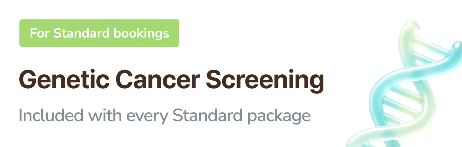 For Standard bookings. Genetic Cancer Screening. Included with every Standard package.